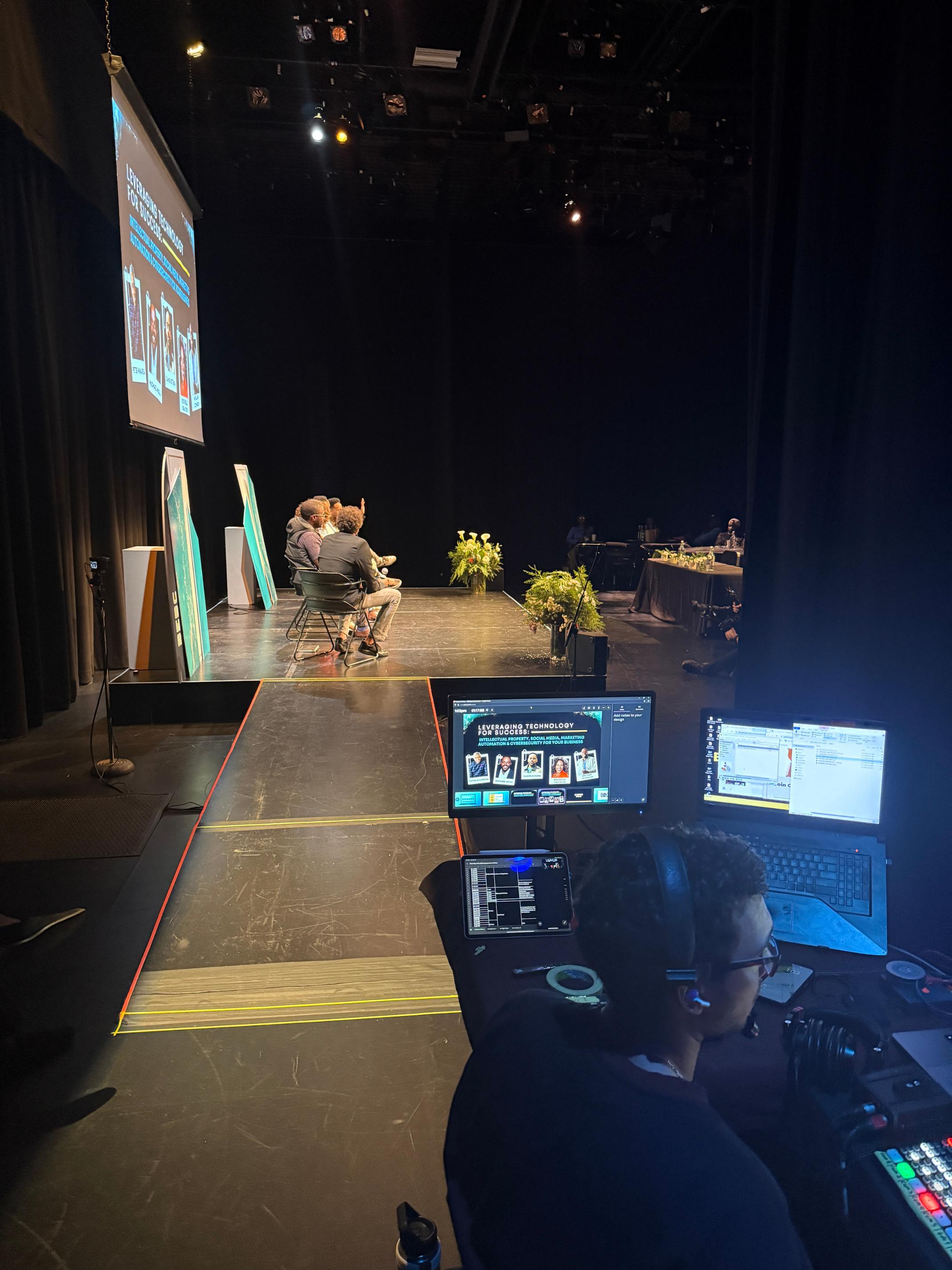 StreamCity.ca’s AV and livestream team delivering real-time media playback and full audiovisual support for Black entrepreneurs at BEBC’s 2025 Black Pitch Competition