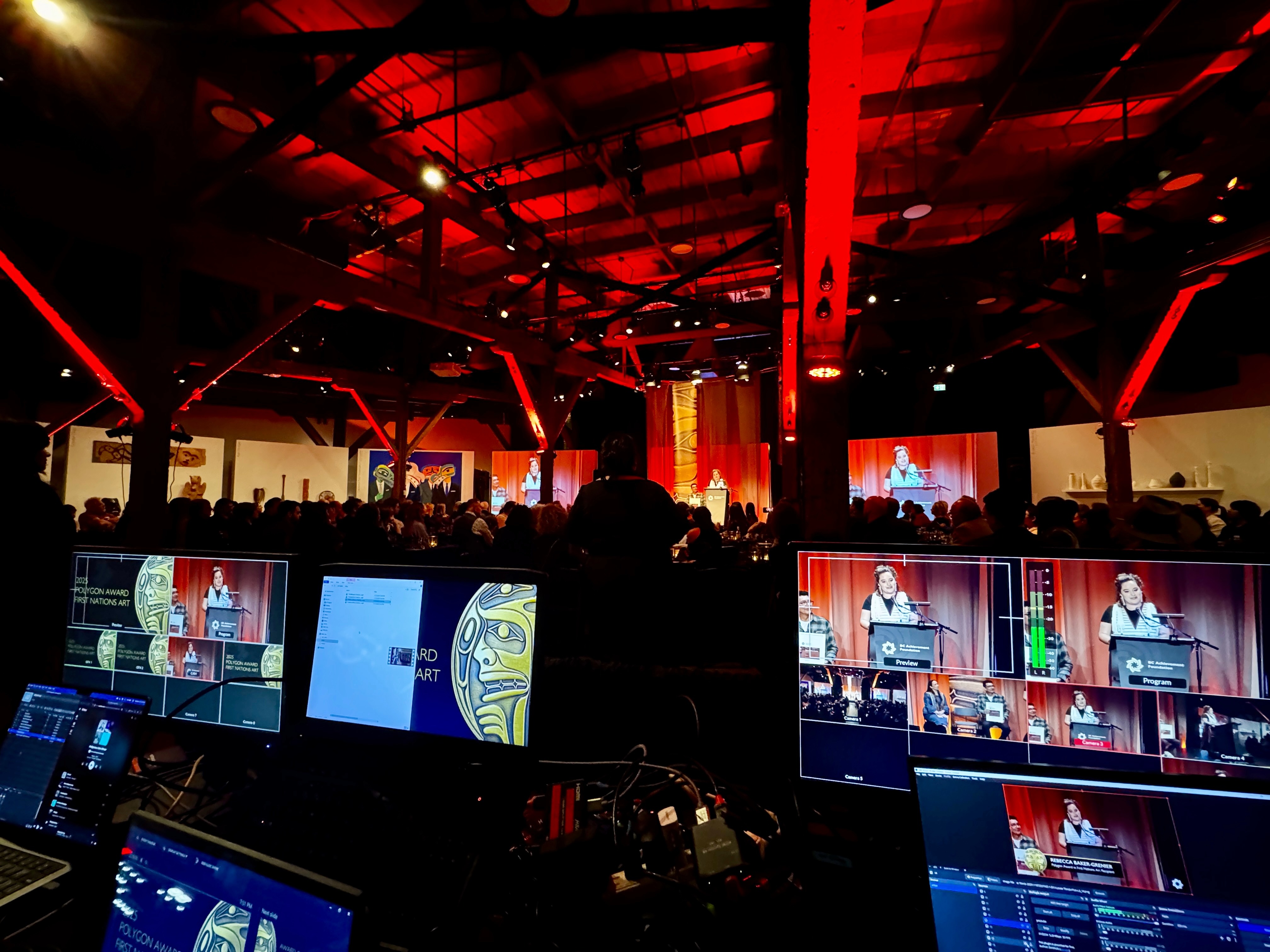 StreamCity AV production and livestream setup at the 2025 First Nations Art Award Ceremony in Vancouver