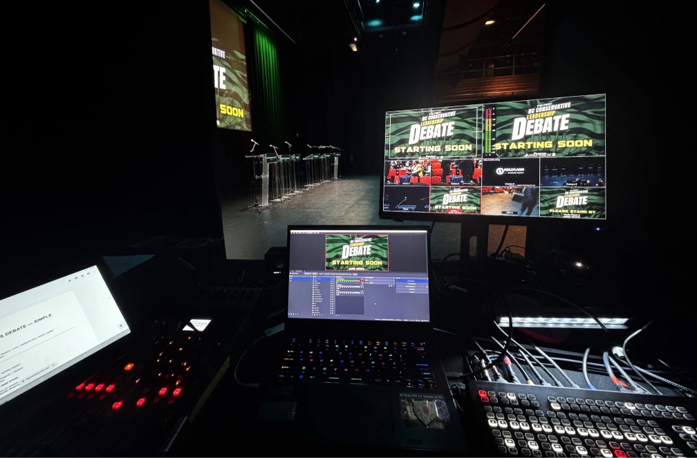 Multi-camera livestream production setup for a live public debate in New Westminster