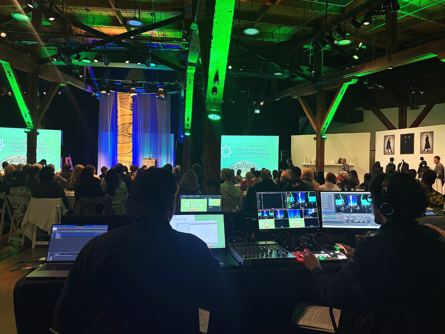 Live streaming setup prepared before an event begins with camera and technical support in place